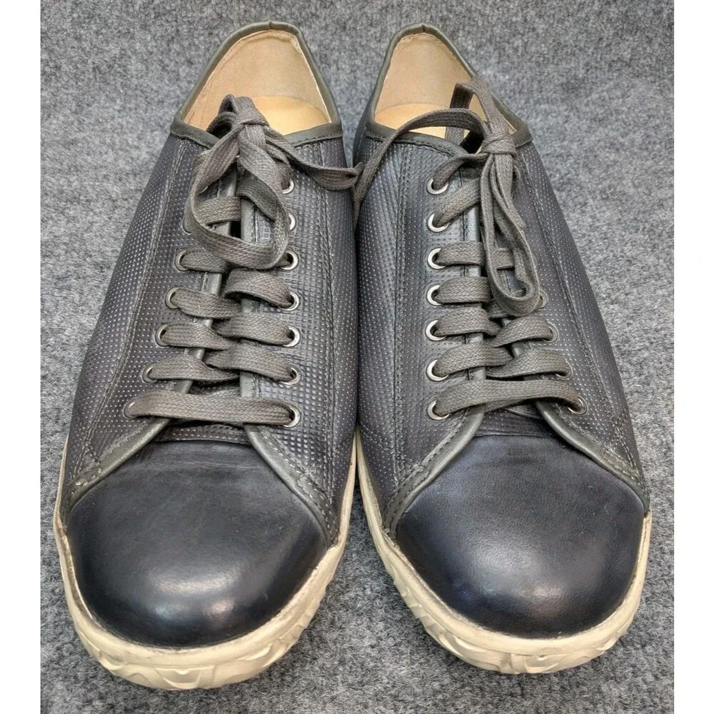 John Varvatos USA Mens 11M Black Leather Low Top Sneakers Casual Lace Up Shoes